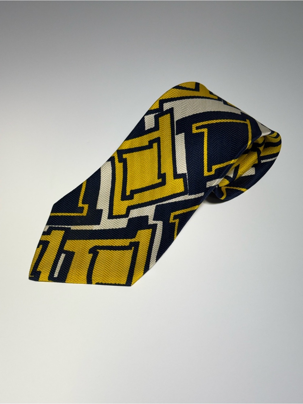 Christian Dior Men’s Yellow & Blue Geometric 100% Silk Tie